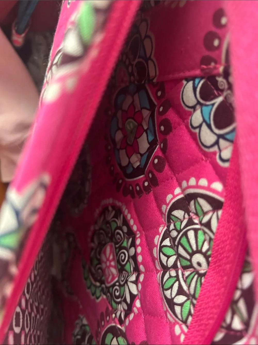 Vera Bradley Hot Pink Quilted Floral Laptop Tote VGUC